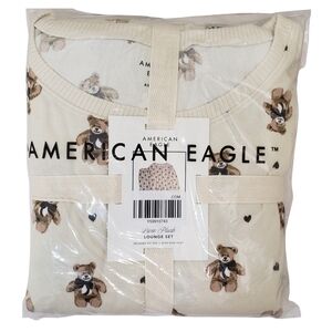 AMERICAN EAGLE Pajama Set Women Teddy Bears Luxe Plush Long-Sleeve & Pant NWT